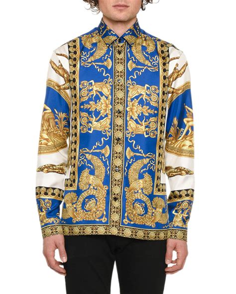 versace mens blue shirt|Versace collection men shirt.